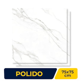 Piso Ceramico Polido Lume 75x75cm Calacata Light Retificado