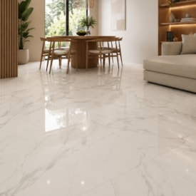 Piso Ceramico Polido Lume 75x75cm Calacata Light Retificado