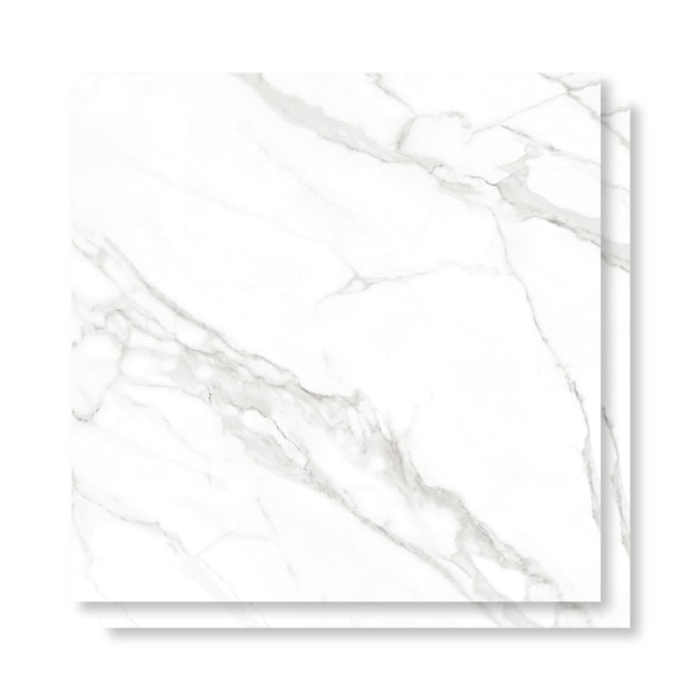 Piso Ceramico Polido Lume 75x75cm Calacata Light Retificado