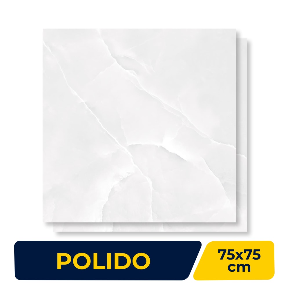 Piso Cerâmico Polido Lume 75x75cm Lunna Gris Retificado