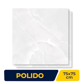 Piso Cerâmico Polido Lume 75x75cm Lunna Gris Retificado