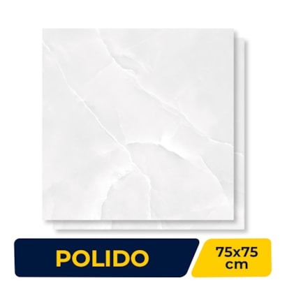 Piso Cerâmico Polido Lume 75x75cm Lunna Gris Retificado