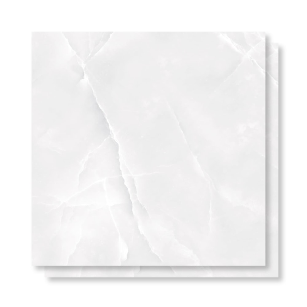 Piso Cerâmico Polido Lume 75x75cm Lunna Gris Retificado