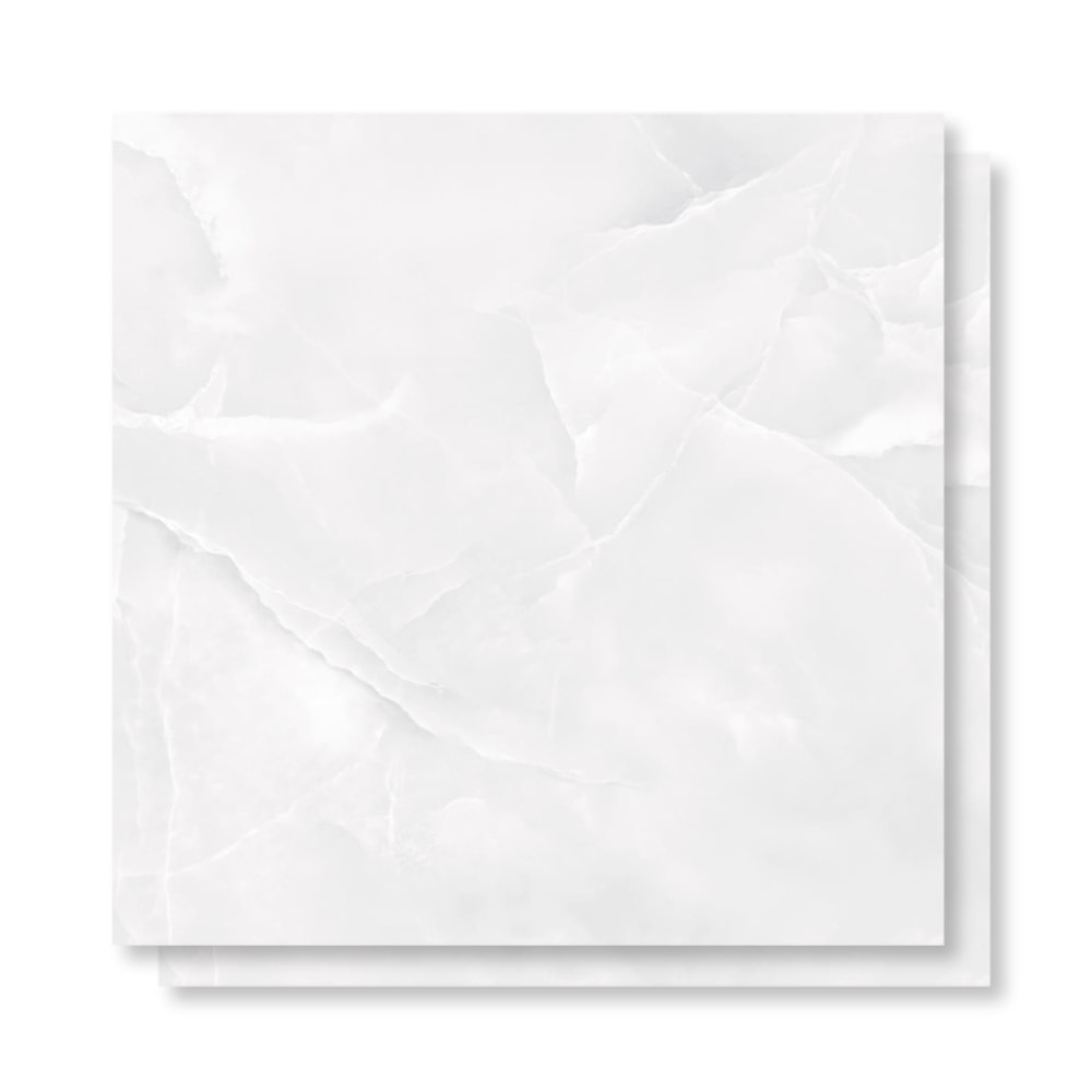 Piso Cerâmico Polido Lume 75x75cm Lunna Gris Retificado