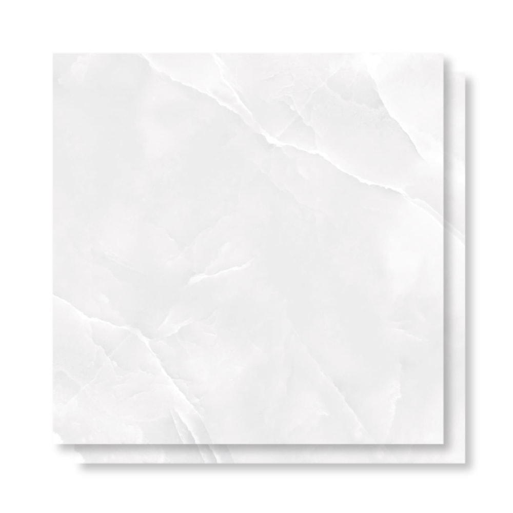 Piso Cerâmico Polido Lume 75x75cm Lunna Gris Retificado