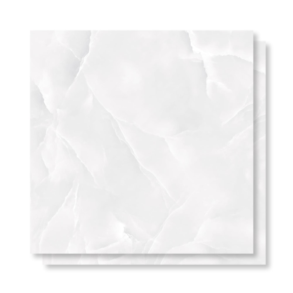 Piso Cerâmico Polido Lume 75x75cm Lunna Gris Retificado