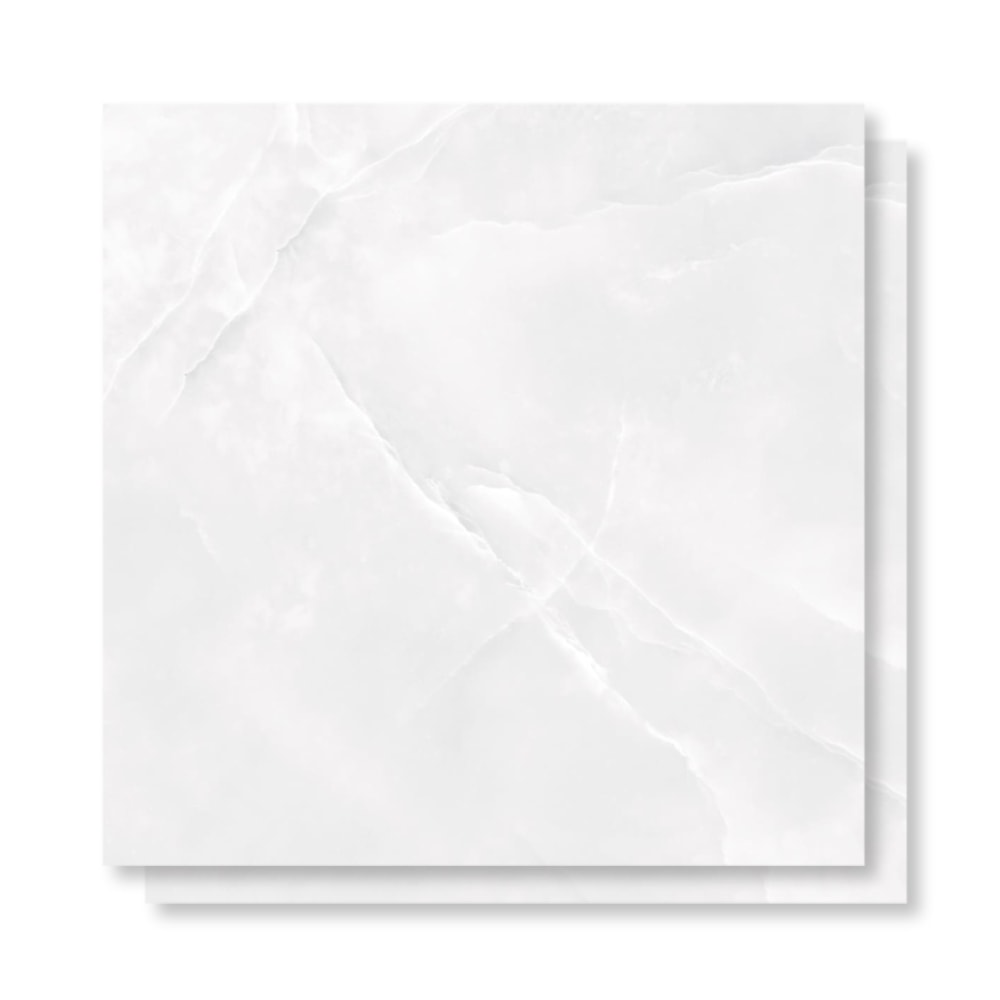 Piso Cerâmico Polido Lume 75x75cm Lunna Gris Retificado