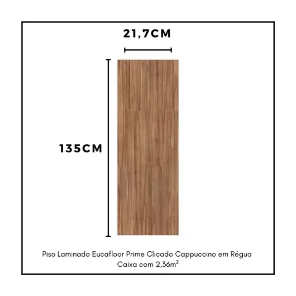 Piso Laminado 135,7x21,7cm Caixa 2,36m² Eucafloor Prime Click Cappuccino - 7951427