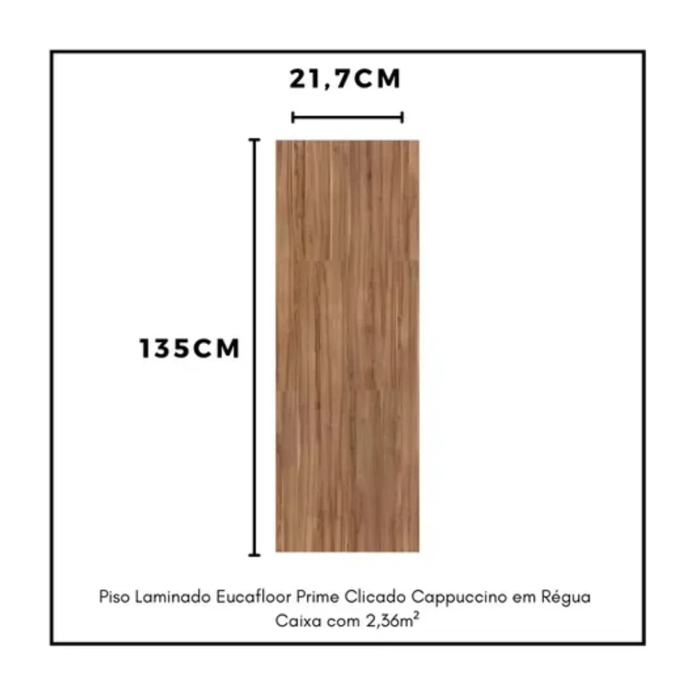 Piso Laminado 135,7x21,7cm Caixa 2,36m² Eucafloor Prime Click Cappuccino - 7951427