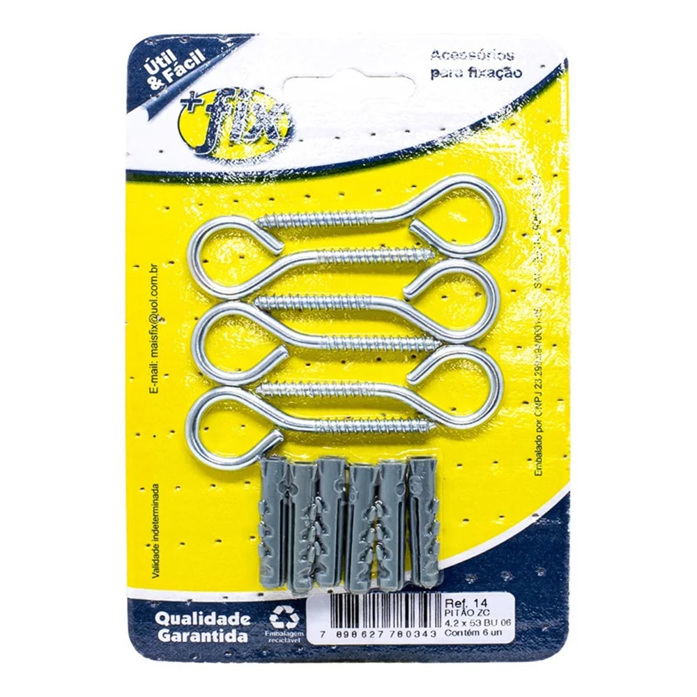 Pitao +Fix Zinco 4.2x53 Bucha Nº6 6 Peças - R.14