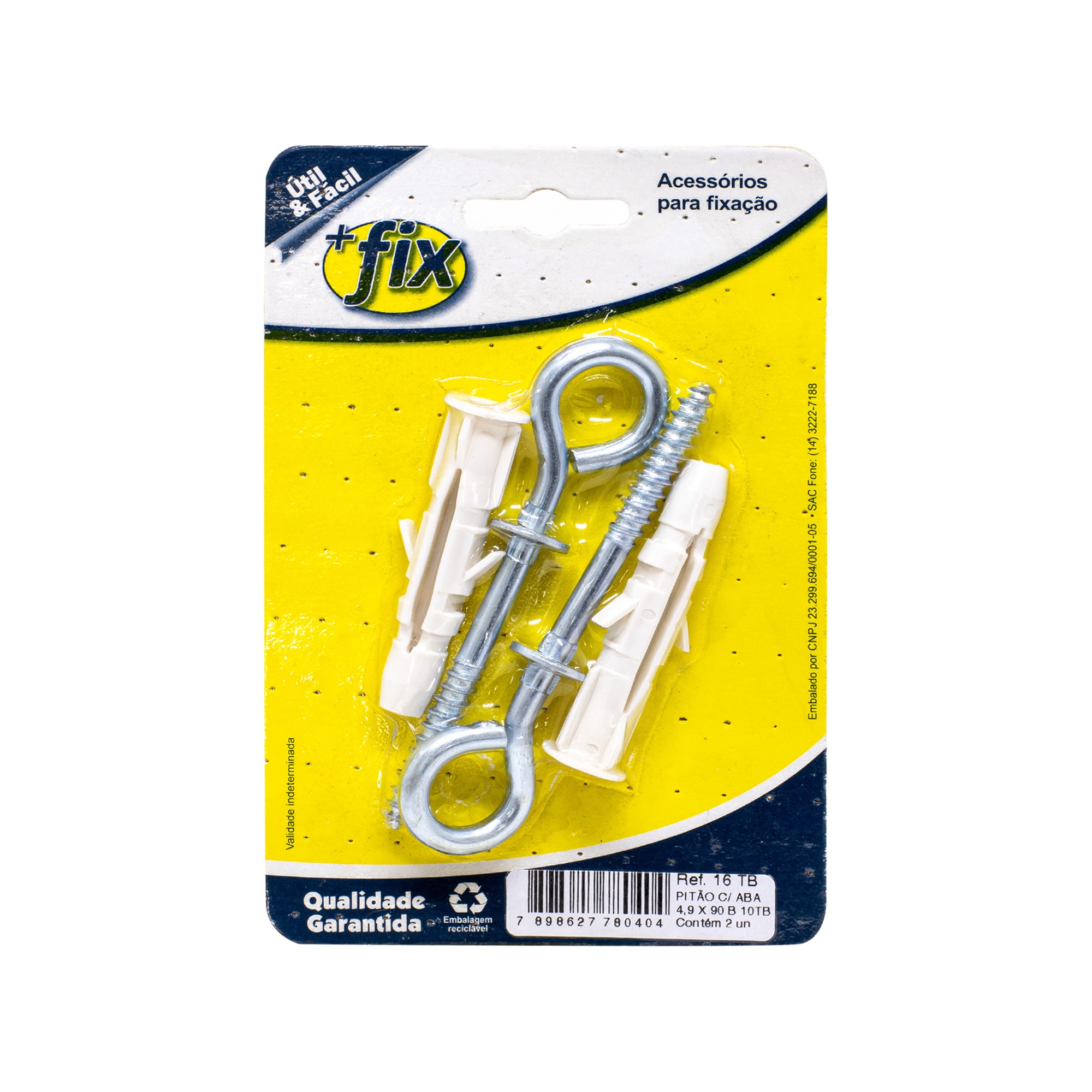 Pitao +Fix Zinco com Aba 4.9x90 Bucha Nº10 2Peças - R.16 TB