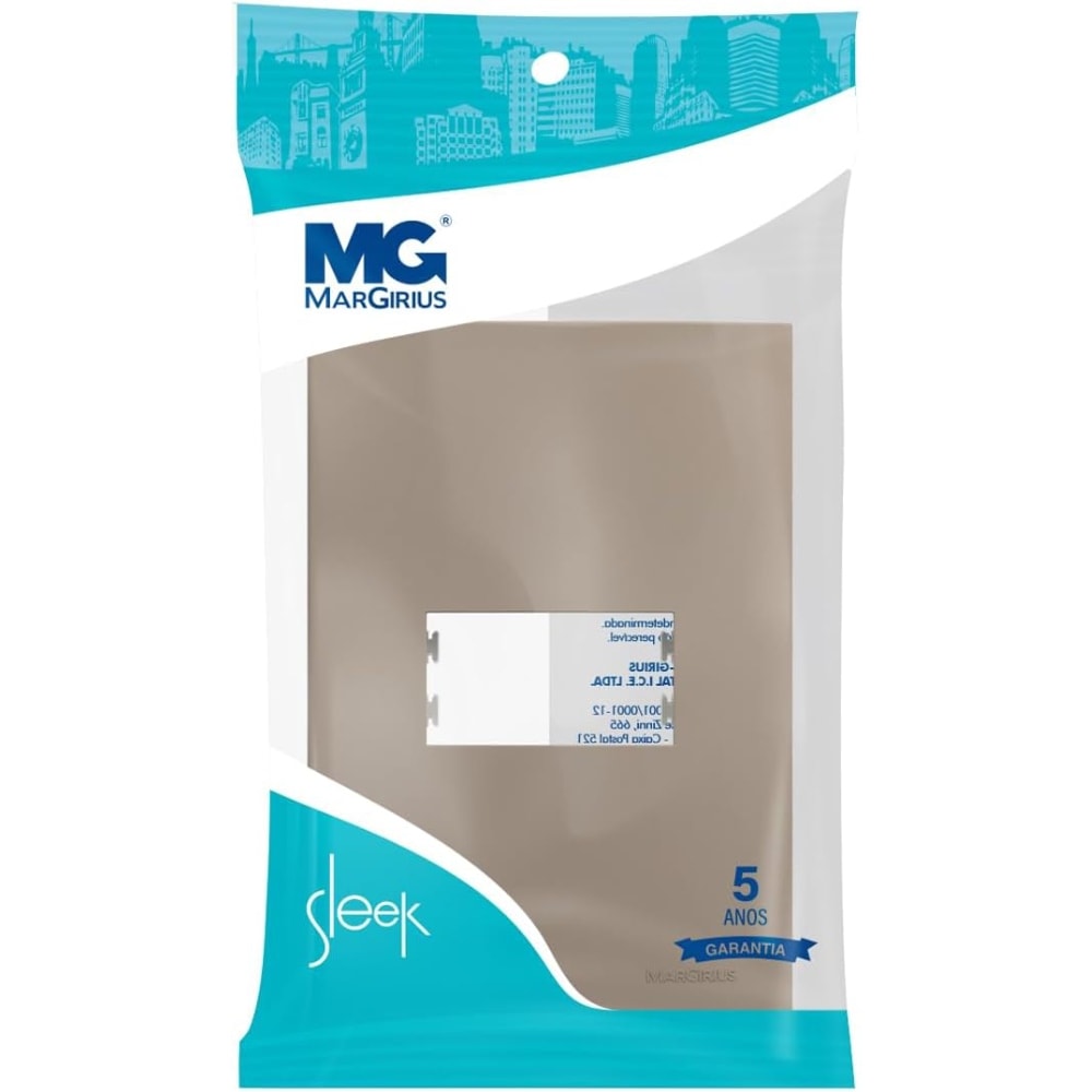 Placa 1 Posto Horizontal com Suporte Margirius Sleek Argila - 22051
