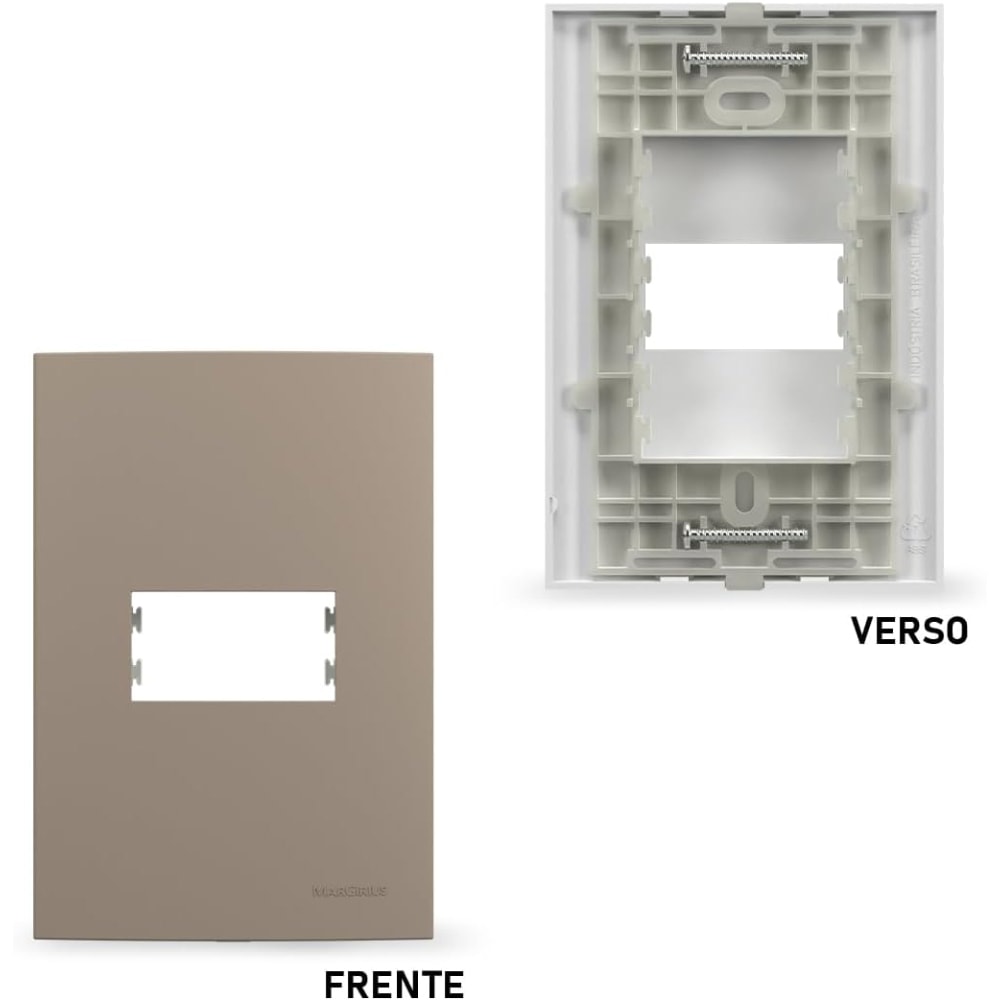 Placa 1 Posto Horizontal com Suporte Margirius Sleek Argila - 22051
