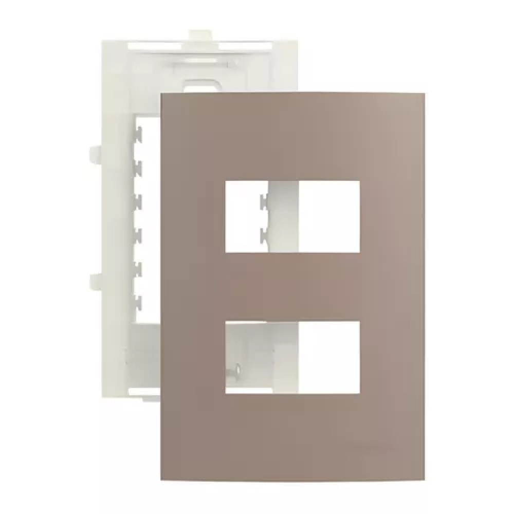 Placa 2 Postos Horizontal com Suporte Margirius Sleek Argila - 22053