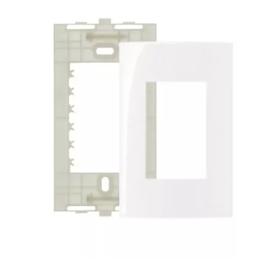 Placa 3 Postos 4x2 com Suporte Margirius Sleek Branca Brilhante - 16023