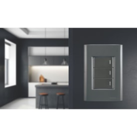 Placa 3 Postos 4x2 Tramontina Giz Grafite - 57200058