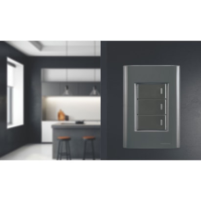 Placa 3 Postos 4x2 Tramontina Giz Grafite - 57200058