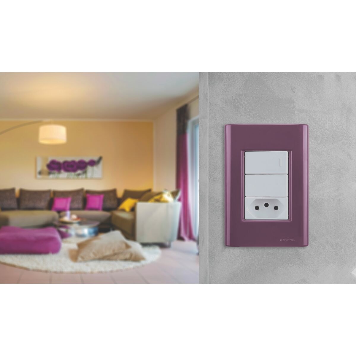Placa 3 Postos 4x2 Tramontina Giz Púrpura - 57200057
