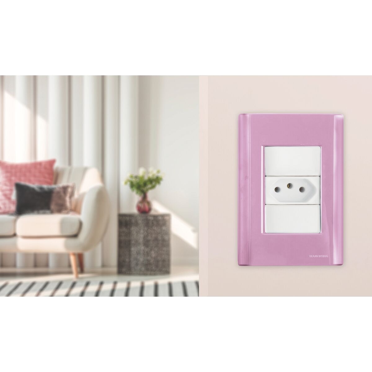 Placa 3 Postos 4x2 Tramontina Giz Rosa - 57200059