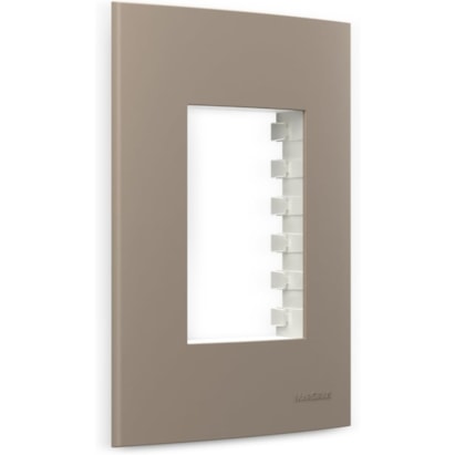 Placa 3 Postos Horizontal com Suporte Margirius Sleek Argila - 22055