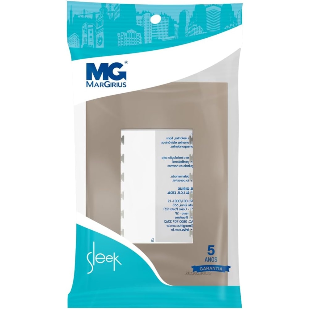 Placa 3 Postos Horizontal com Suporte Margirius Sleek Argila - 22055