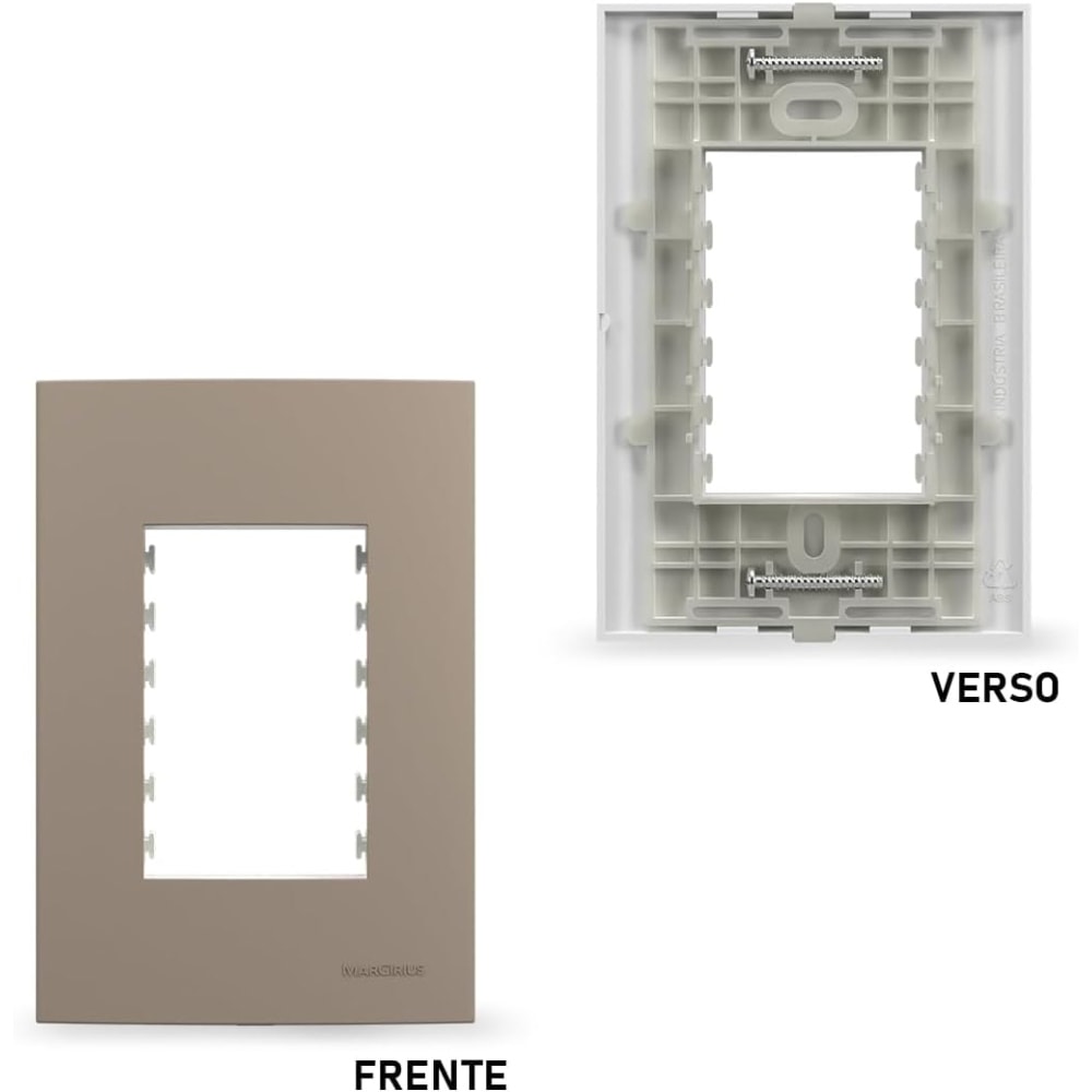 Placa 3 Postos Horizontal com Suporte Margirius Sleek Argila - 22055