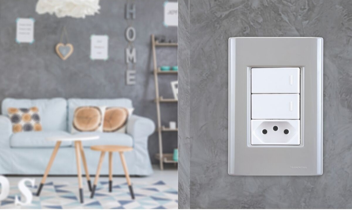 Placa 4x2 para 3 Postos com Suporte Fendi Giz Tramontina - 57200053