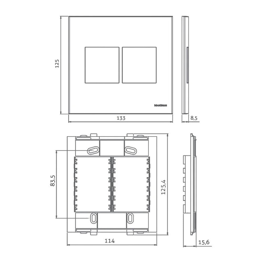 Placa 6 Postos Horizontal com Suporte Margirius Sleek Argila - 22059