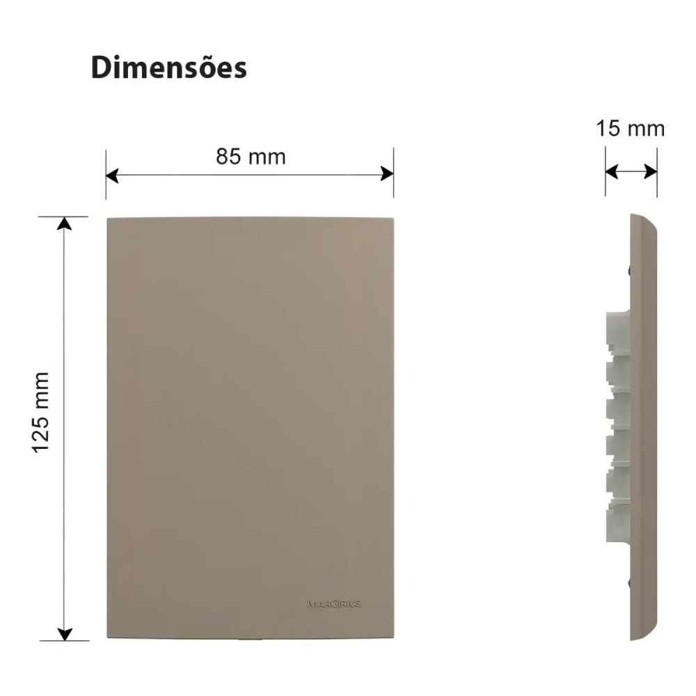 Placa Cega com Suporte Margirius Sleek Argila - 22057