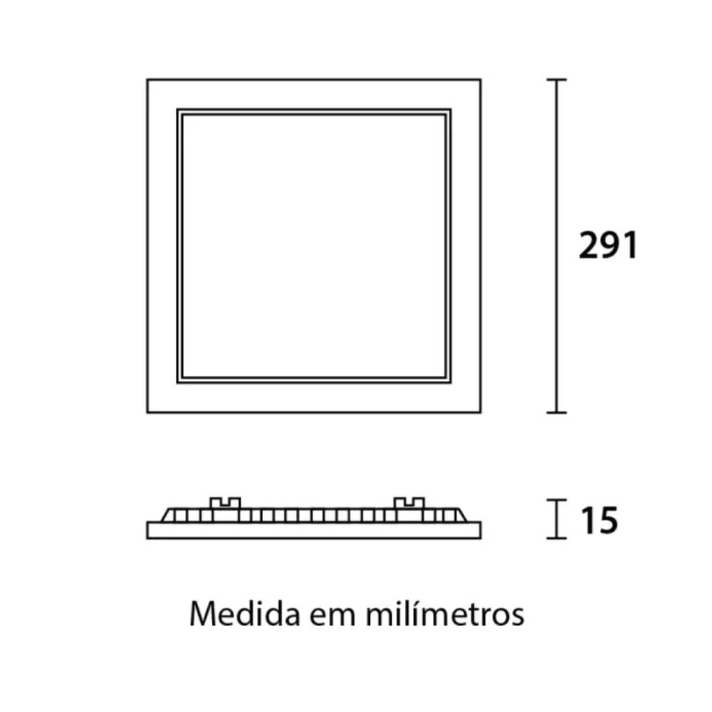 Plafon de Embutir Blumenau Quadrado 24W 6000K Preto - 80466001