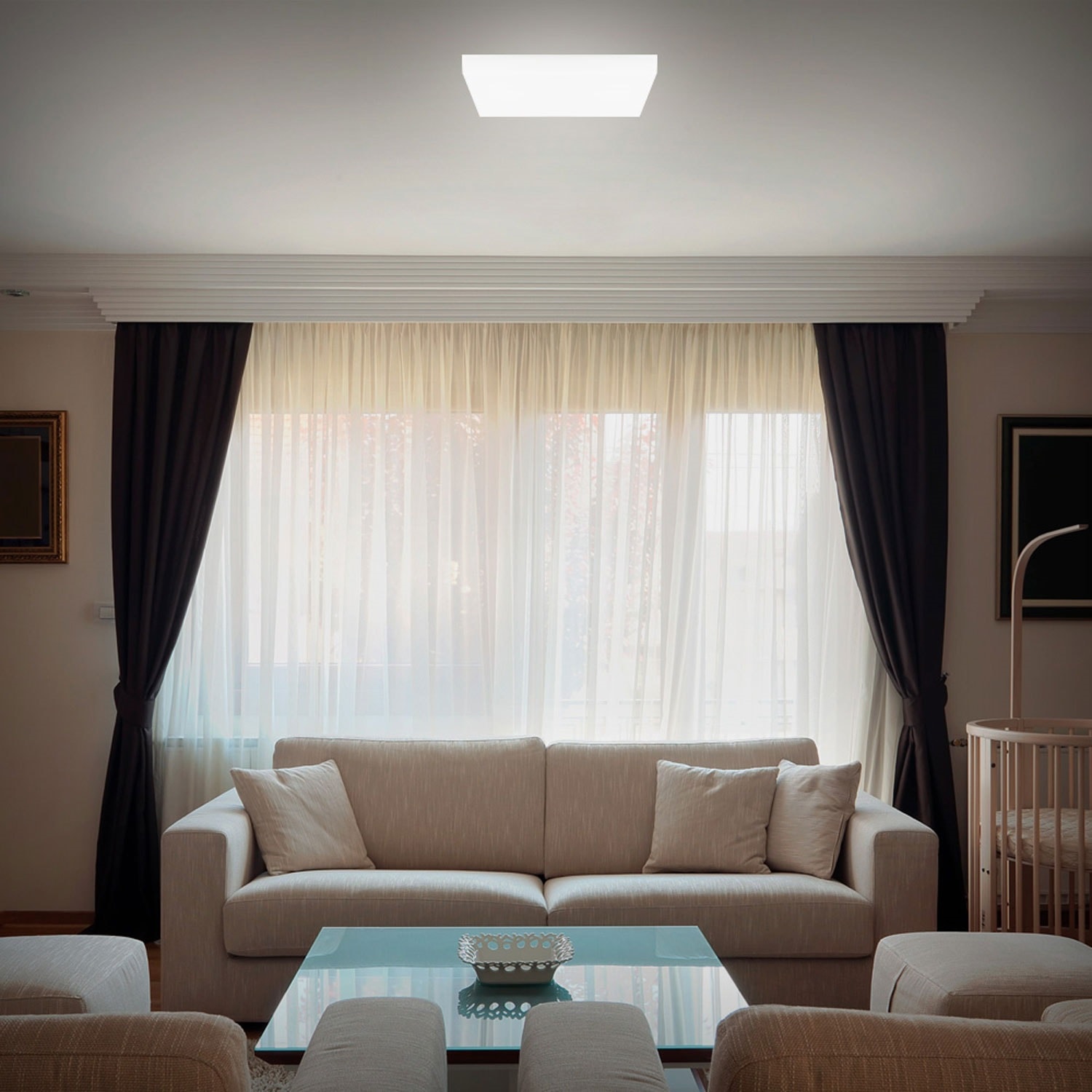 Plafon de Embutir Bronzearte Frameless 24W 6000K Quadrado Branco - NSF22246BCV2