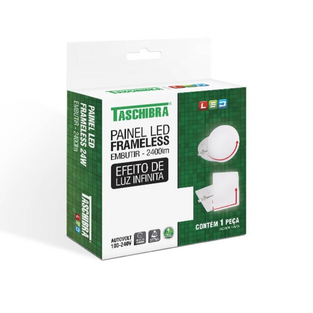 Plafon de Embutir Taschibra Framel LED 24W 6000K Quadrado Branco - 15140119