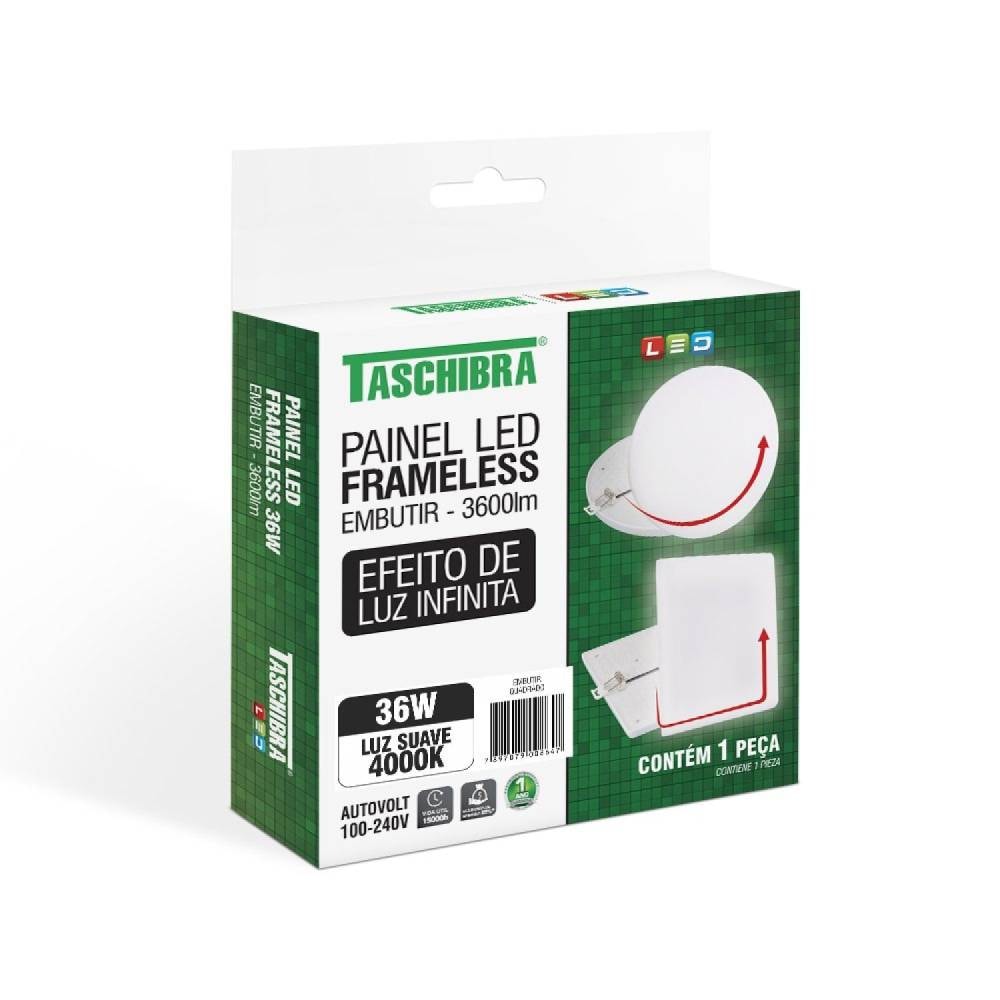 Plafon de Embutir Taschibra Framel LED Quadrado 36W 4000K - 15140121