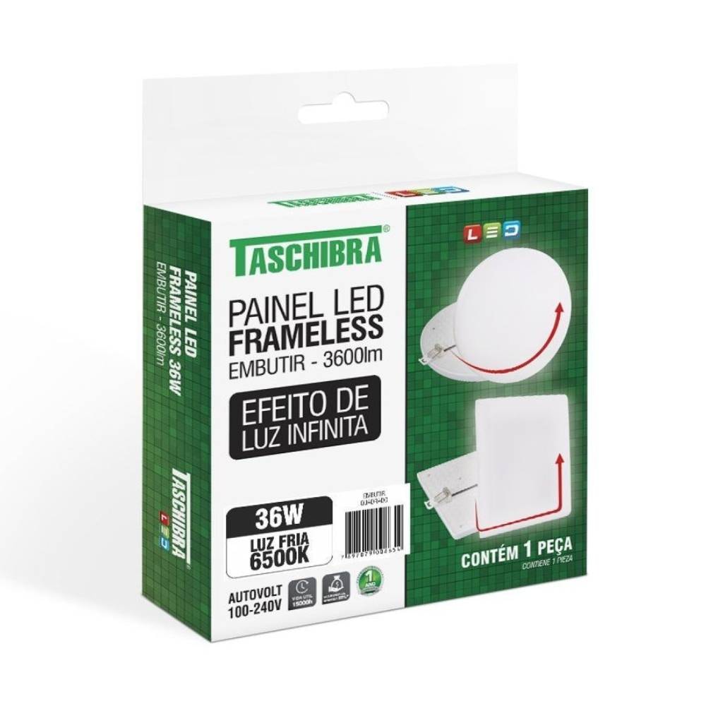 Plafon de Embutir Taschibra Framel LED Quadrado 36W 6000K Branco - 15140122