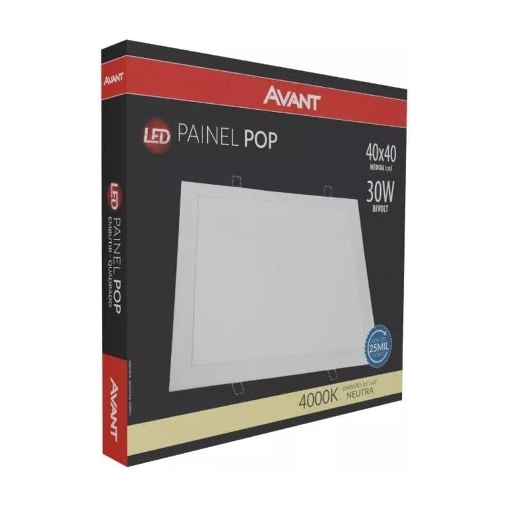 Plafon de Sobrepor Avant Quadrado 30W 4000K Branco - 768290877
