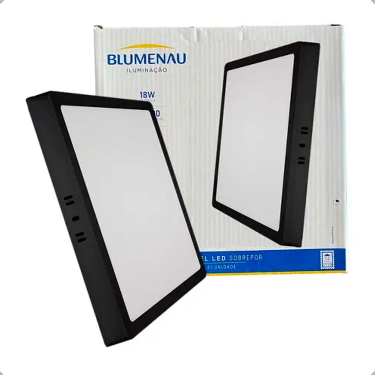 Plafon de Sobrepor Blumenau 12W 6000K Quadrado Preto - 80706001