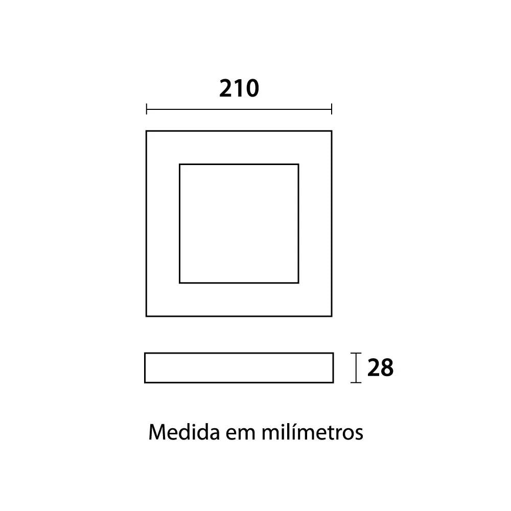 Plafon de Sobrepor Blumenau 12W 6000K Quadrado Preto - 80706001