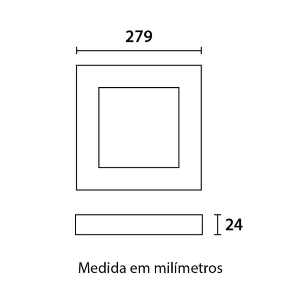Plafon de Sobrepor Blumenau Quadrado 24W 6000K Preto - 80856001