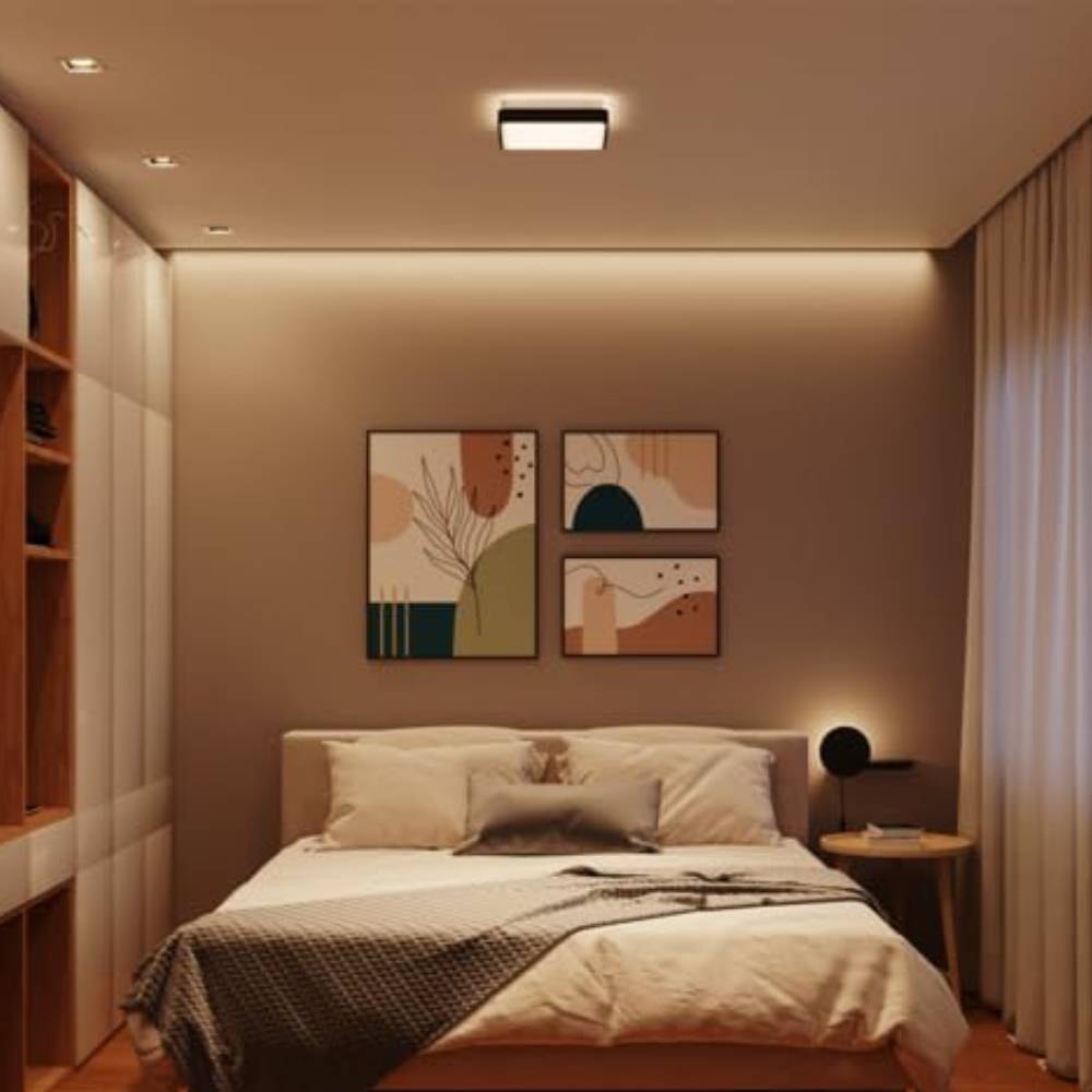 Plafon de Sobrepor Blumenau Quadrado Round 18W Bivolt Preto - 87310001