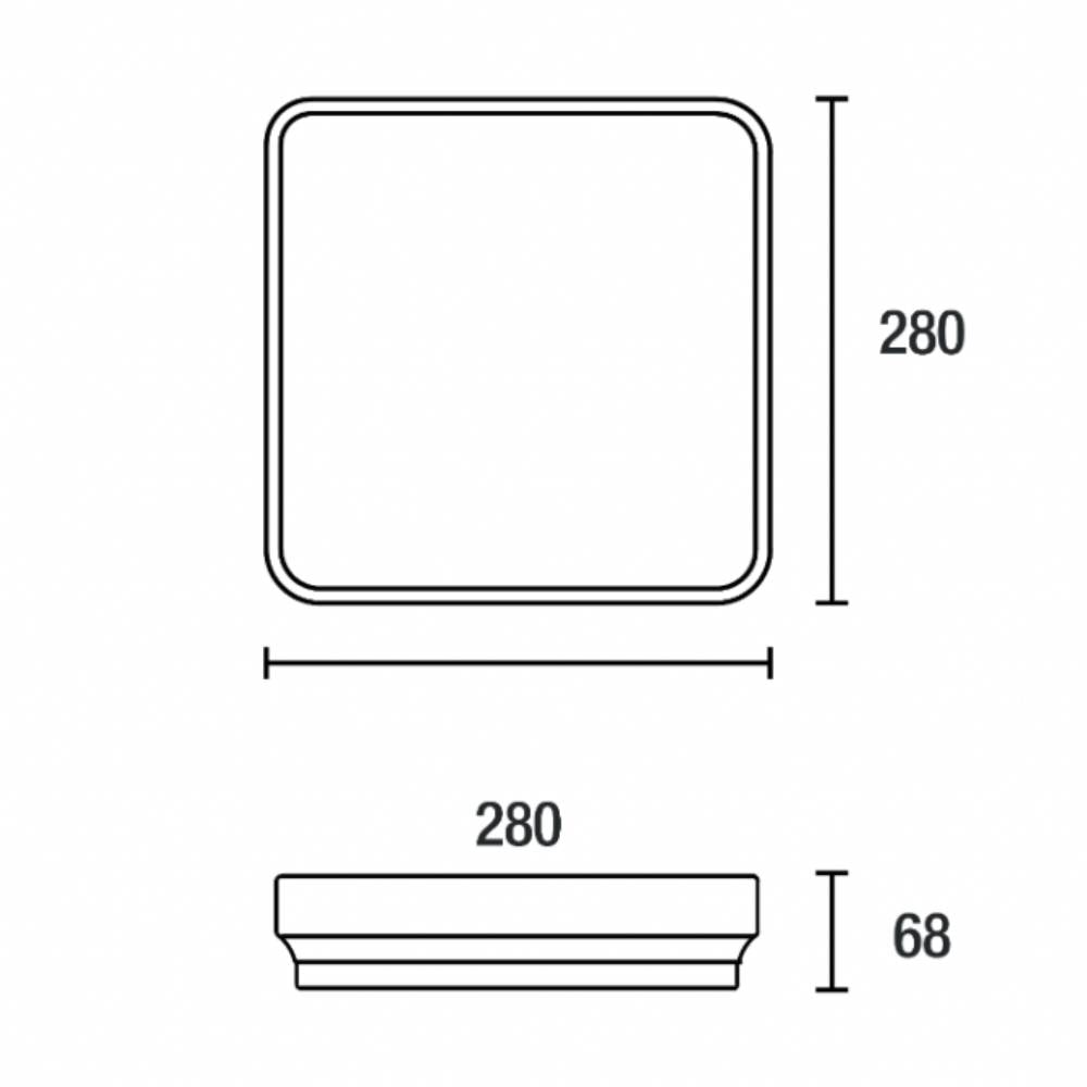 Plafon de Sobrepor Blumenau Quadrado Round 18W Bivolt Preto - 87310001