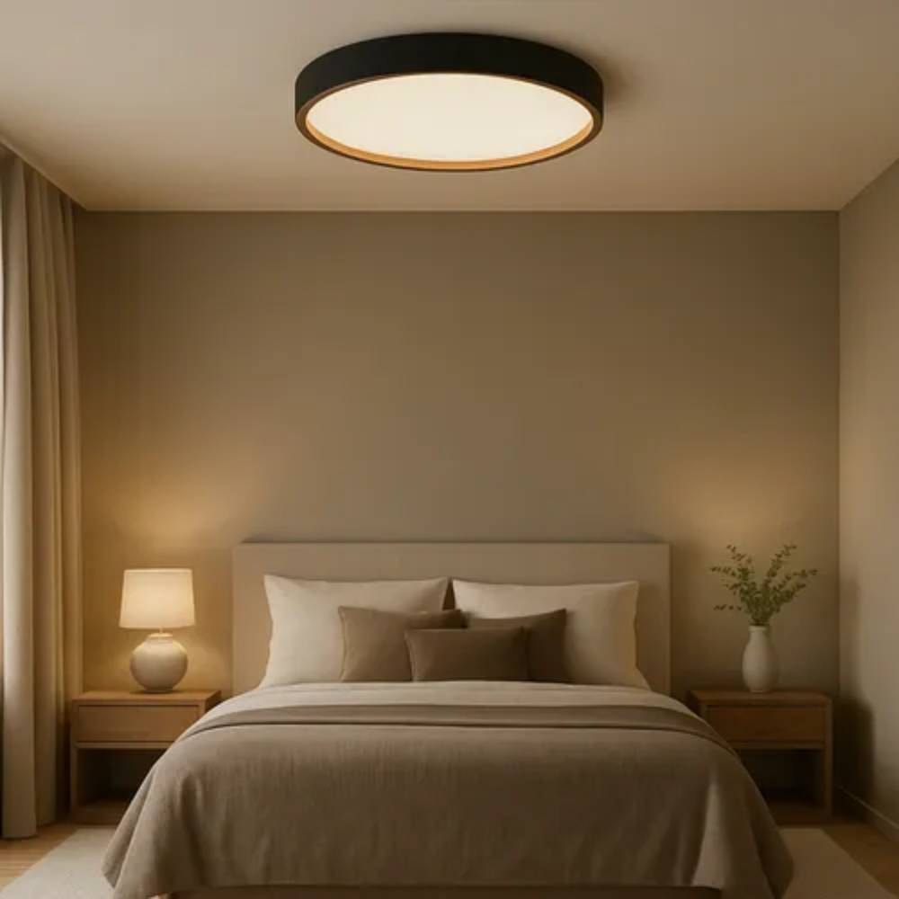 Plafon de Sobrepor Hevvy Montana Led Redondo Preto e Dourado - LY-8762M