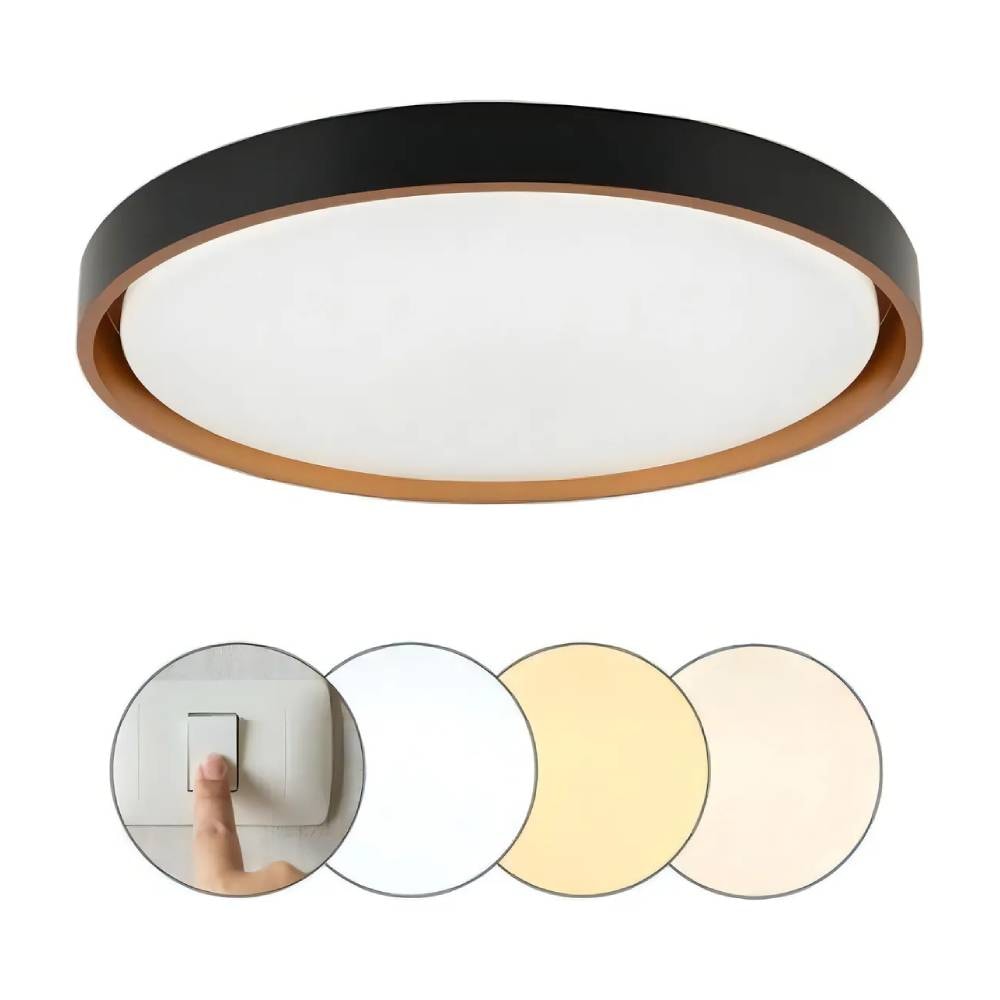 Plafon de Sobrepor Hevvy Montana Led Redondo Preto e Dourado - LY-8762M