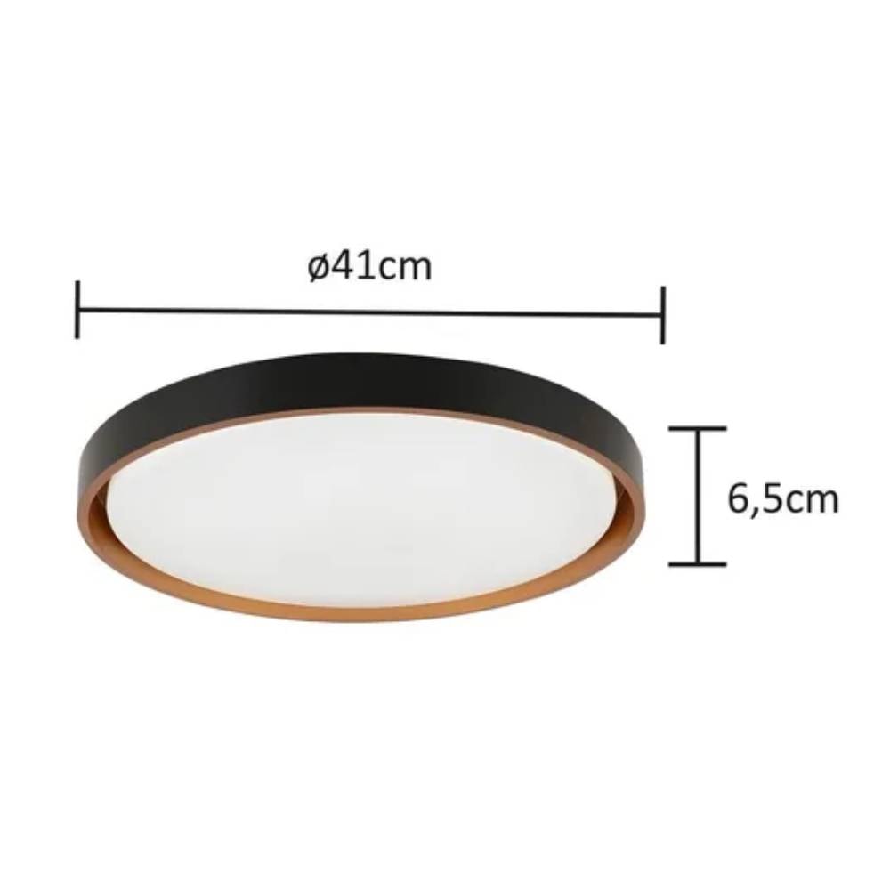 Plafon de Sobrepor Hevvy Montana Led Redondo Preto e Dourado - LY-8762M