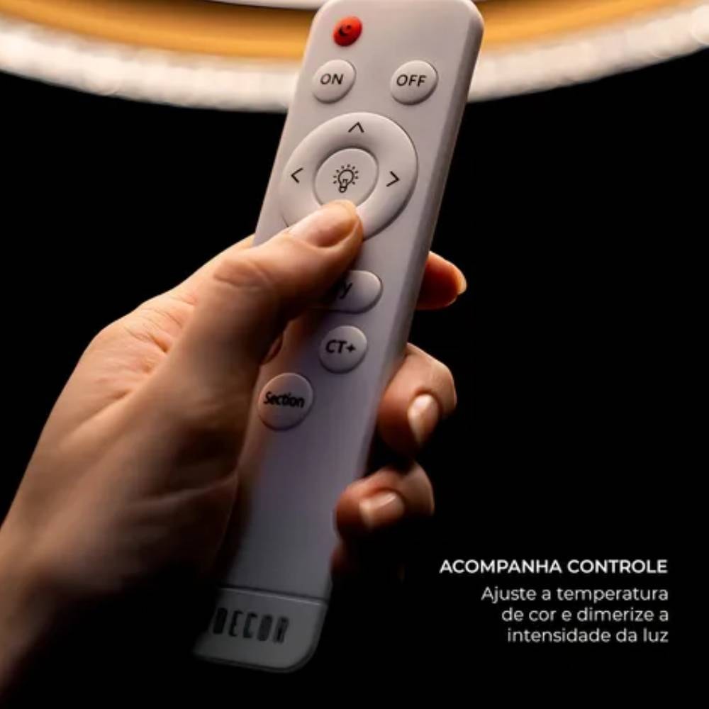 Plafon de Sobrepor Nordecor Kenle Led Quadrado 50cm 36W Dourado - 2668