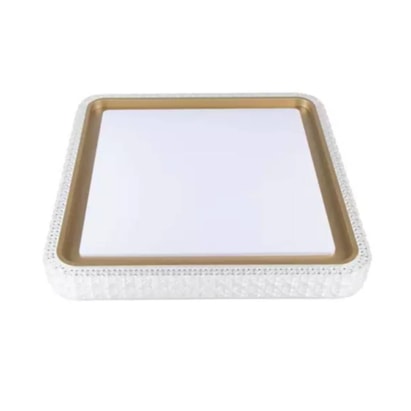 Plafon de Sobrepor Nordecor Kenle Led Quadrado 50cm 36W Dourado - 2668