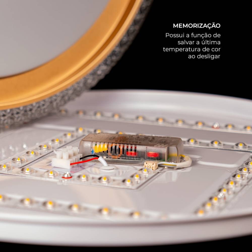 Plafon de Sobrepor Nordecor Kenle Led Redondo 50cm 36W Dourado - 2665