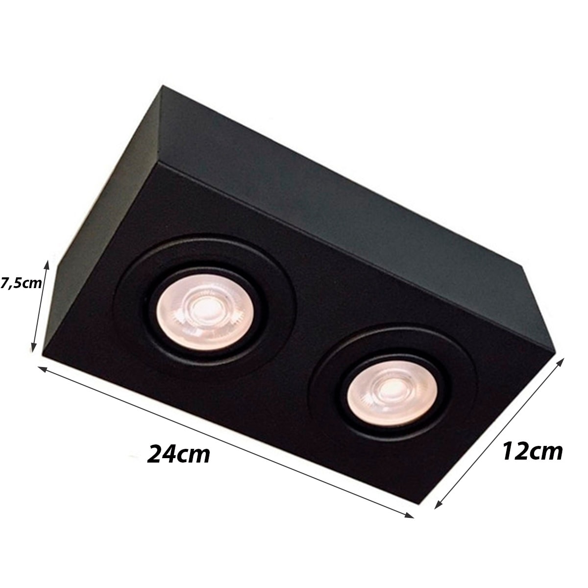 Plafon de Sobrepor RioPrelustres 3500/2 Dicróica Preto Texturizado - 13903