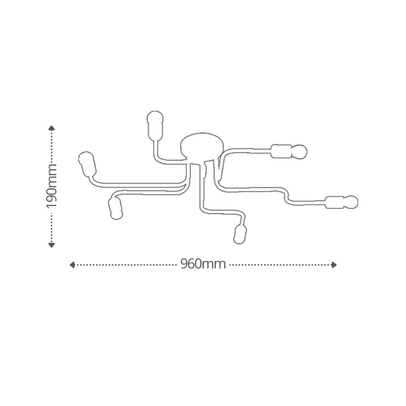 Plafon de Sobrepor Taschibra Cronos 6 E27 Preto - 15050891