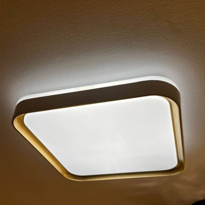 Plafon Hevvy Toronto Quadrado 30cm 24W Branco e Dourado - SL-5697