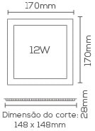 Plafon LED de Embutir Evoled Quadrado 12W 4000K - LE-4952